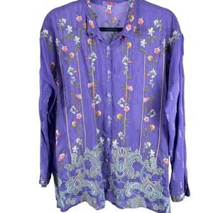 Johnny Was floral embroidered Rayon tunic/ blouse sz M / US 8-10